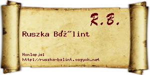 Ruszka Bálint névjegykártya